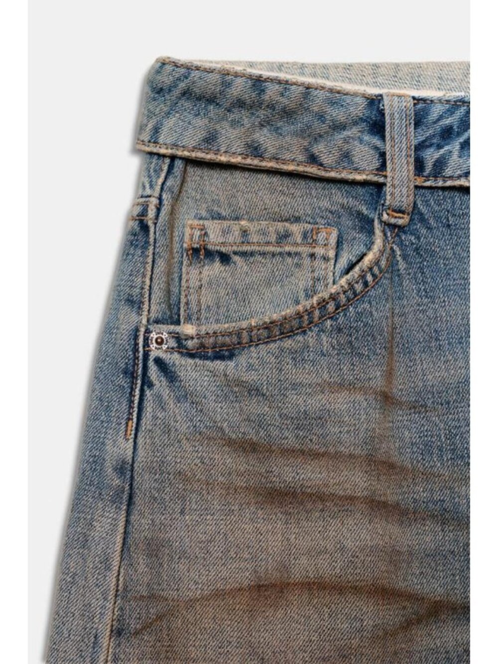 ZARA TRF MID RISE FOLDED WAIST JEANS - Picture 9 of 9
